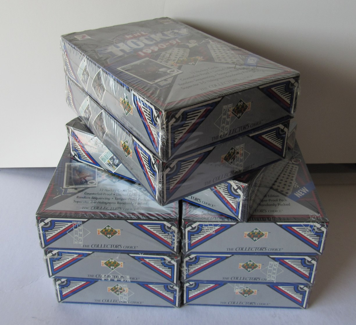 Lot of (9) 1990-91 Upper Deck NHL Hockey Sealed Wax Boxes - Gretzky RBX124