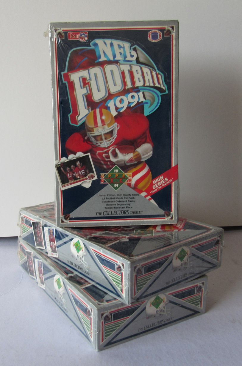 Lot of (3) 1991 Upper Deck High Series Football Sealed Wax Boxes - Namath RBX125