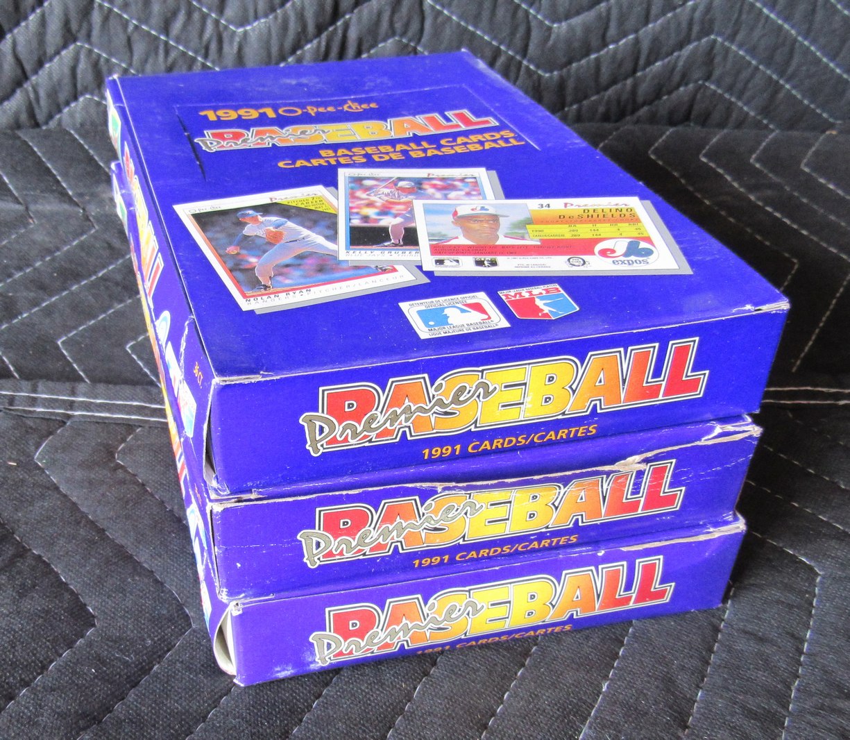 Lot of (3) 1991 O-Pee-Chee OPC Premier Baseball Wax Boxes - Griffey Jr RBX128