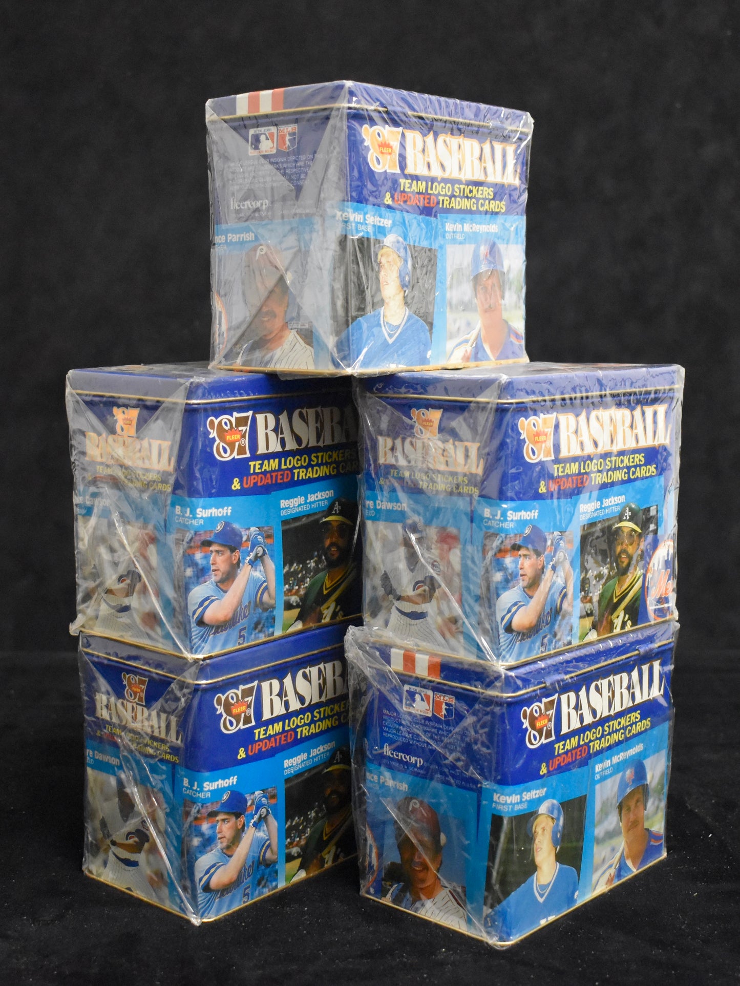 Lot of (5) 1987 Fleer Update Glossy Baseball Factory Sealed Tin Sets RBX48