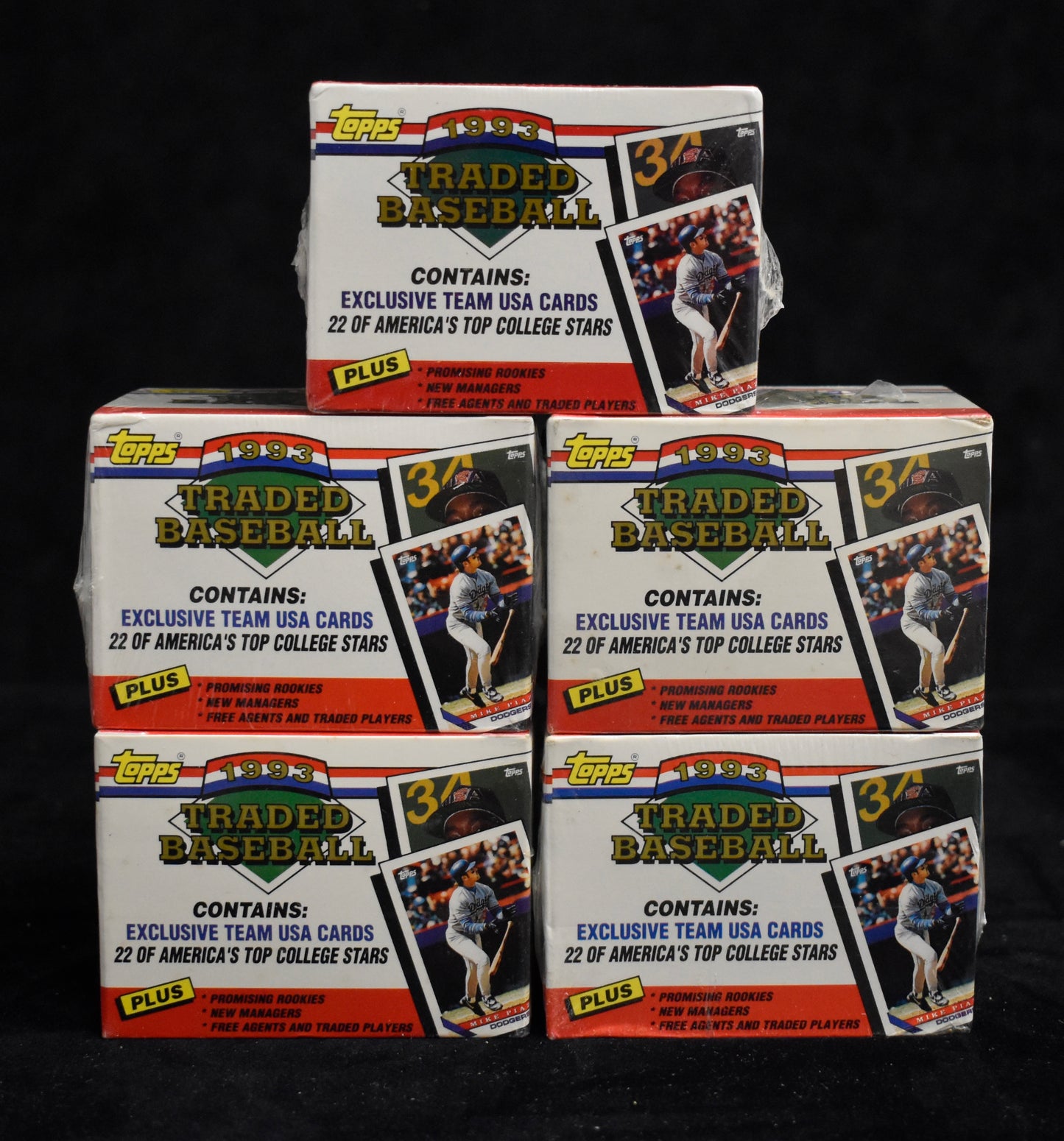 Lot of (5) 1993 Topps Traded Baseball Factory Sealed Sets - Piazza RC RBX49