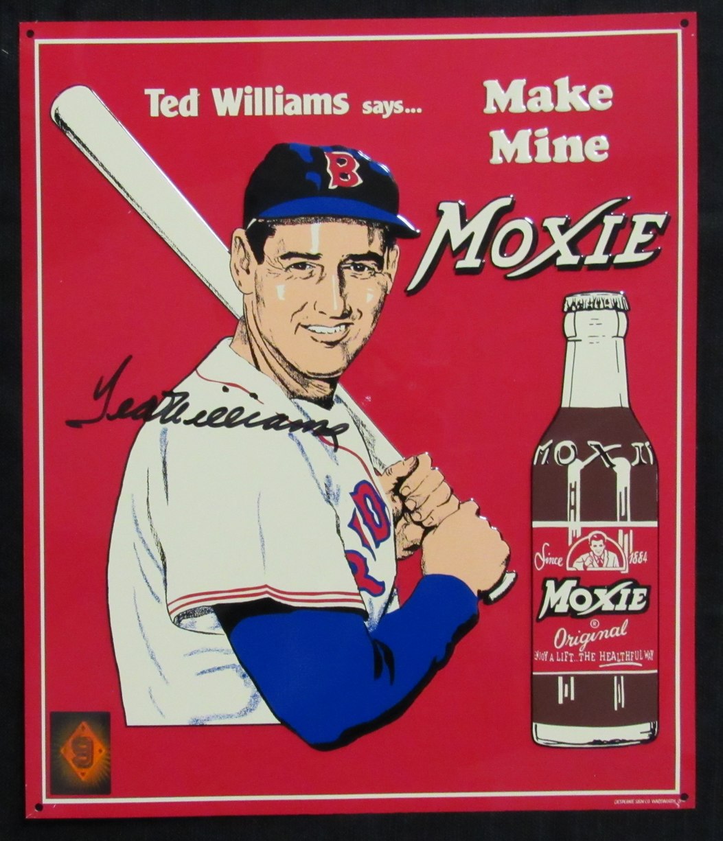 Ted Williams HOF Red Sox Signed 11x13 Moxie Tin Green Diamond Hologram TWF 09970