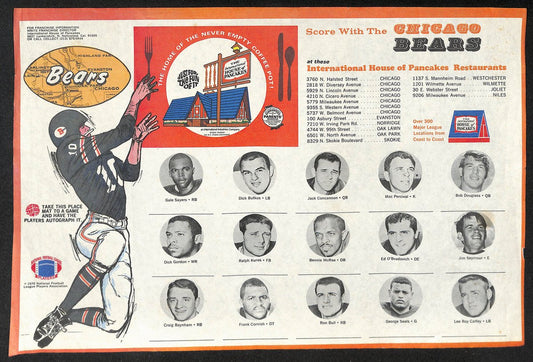 1970 Chicago Bears 15x10 Photo Paper Placemat Dick Butkus/Gayle Sayres 208968