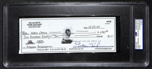 Willie Mays HOF Signed/Auto 2005 Bank Check PSA/DNA NM 7   209069