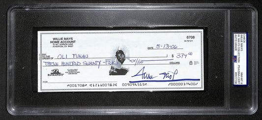 Willie Mays HOF Signed/Auto 2006 Bank Check PSA/DNA NM-MT 8   209071