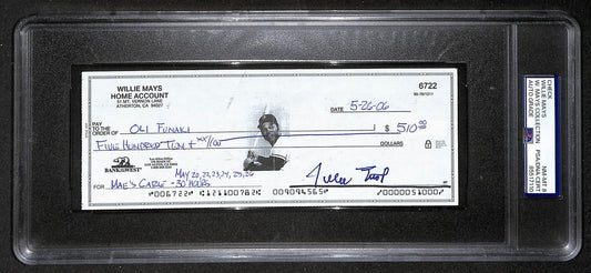 Willie Mays HOF Signed/Auto 2006 Bank Check PSA/DNA NM-MT 8   209072