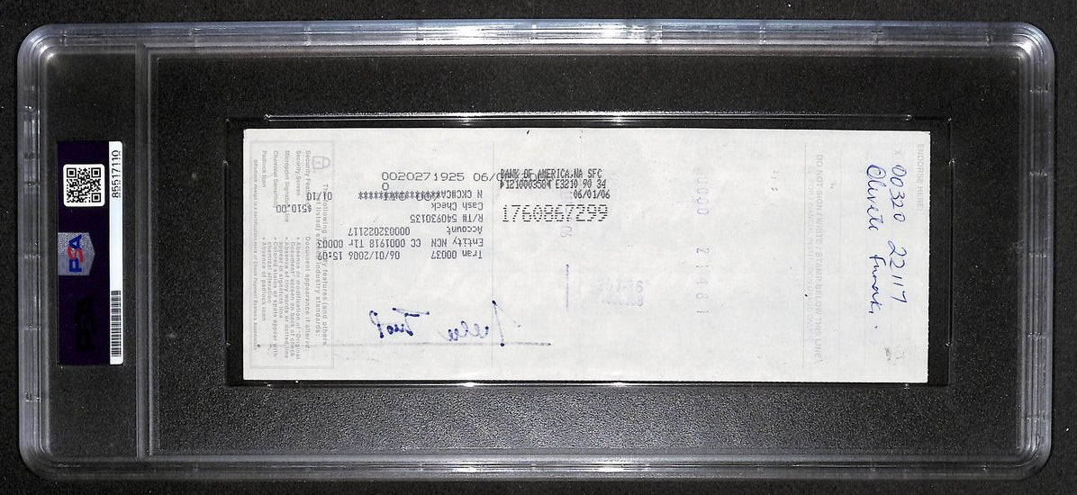Willie Mays HOF Signed/Auto 2006 Bank Check PSA/DNA NM-MT 8   209072