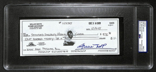 Willie Mays HOF Signed/Auto 2005 Bank Check PSA/DNA MINT 9   209077