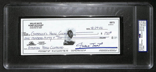 Willie Mays HOF Signed/Auto 2006 Bank Check PSA/DNA MINT 9   209078
