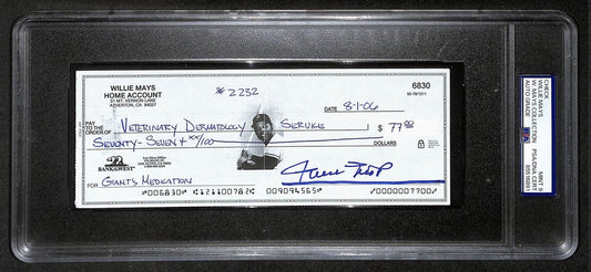 Willie Mays HOF Signed/Auto 2006 Bank Check PSA/DNA MINT 9   211167