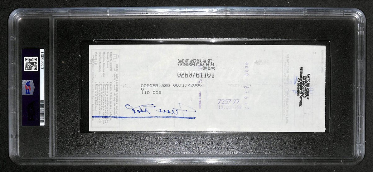 Willie Mays HOF Signed/Auto 2006 Bank Check PSA/DNA MINT 9   211167