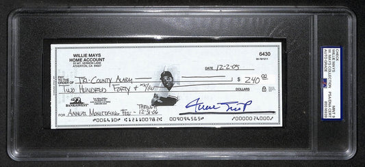 Willie Mays HOF Signed/Auto 2005 Bank Check PSA/DNA MINT 9   211168