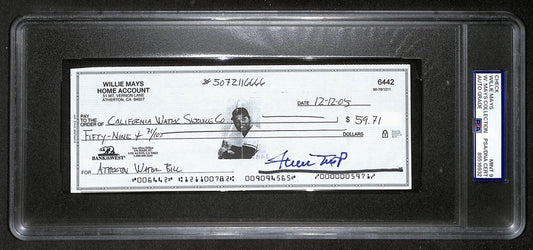 Willie Mays HOF Signed/Auto 2005 Bank Check PSA/DNA MINT 9   211169
