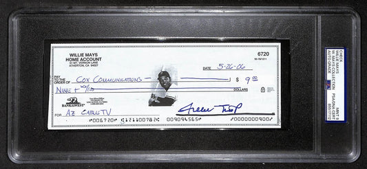 Willie Mays HOF Signed/Auto 2006 Bank Check PSA/DNA MINT 9   211172
