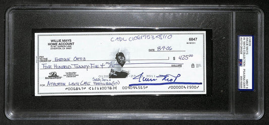 Willie Mays HOF Signed/Auto 2003 Bank Check PSA/DNA MINT 9   211178