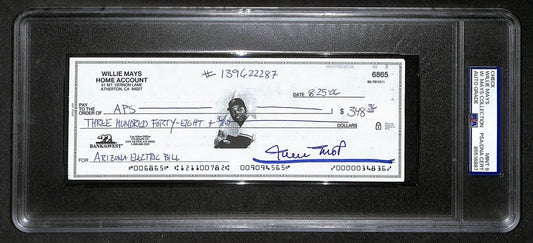 Willie Mays HOF Signed/Auto 2006 Bank Check PSA/DNA MINT 9   211179