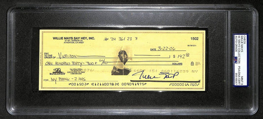 Willie Mays HOF Signed/Auto 2006 Bank Check PSA/DNA MINT 9   211180