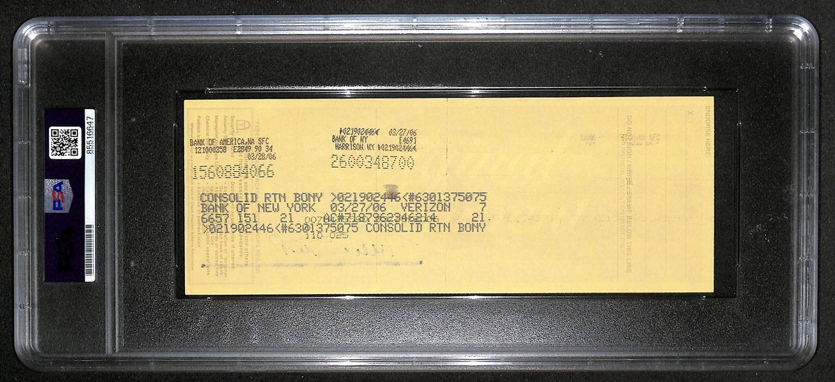 Willie Mays HOF Signed/Auto 2006 Bank Check PSA/DNA MINT 9   211180