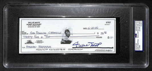Willie Mays HOF Signed/Auto 2006 Bank Check PSA/DNA MINT 9   211181
