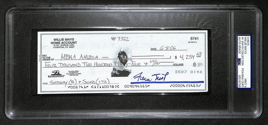 Willie Mays HOF Signed/Auto 2006 Bank Check PSA/DNA MINT 9   211182