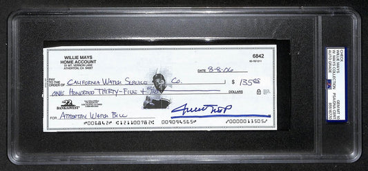 Willie Mays HOF Signed/Auto 2006 Bank Check PSA/DNA GEM MT 10   211186