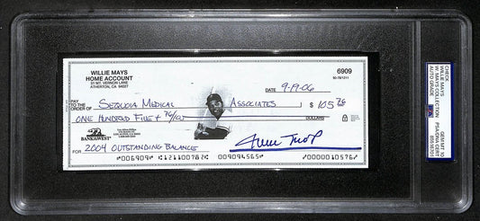 Willie Mays HOF Signed/Auto 2006 Bank Check PSA/DNA GEM MT 10   211187