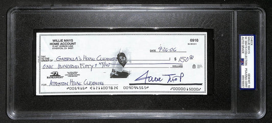 Willie Mays HOF Signed/Auto 2006 Bank Check PSA/DNA GEM MT 10   211188