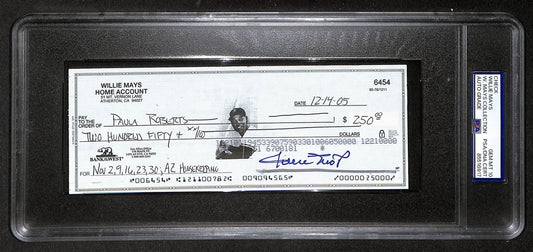 Willie Mays HOF Signed/Auto 2005 Bank Check PSA/DNA GEM MT 10   211189