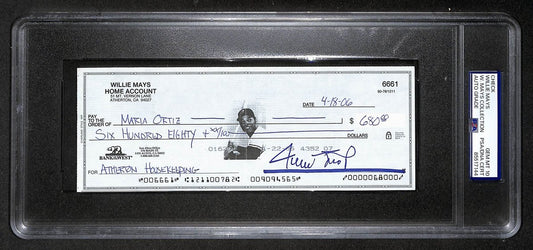 Willie Mays HOF Signed/Auto 2006 Bank Check PSA/DNA GEM MT 10   211189