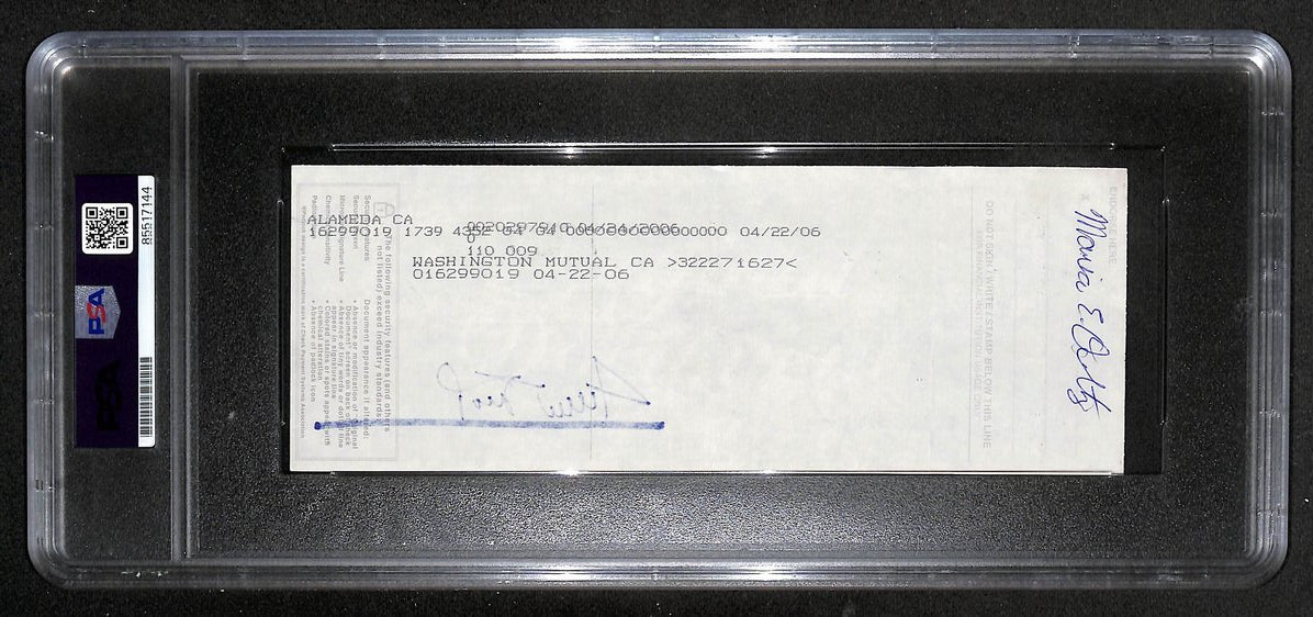 Willie Mays HOF Signed/Auto 2006 Bank Check PSA/DNA GEM MT 10   211189