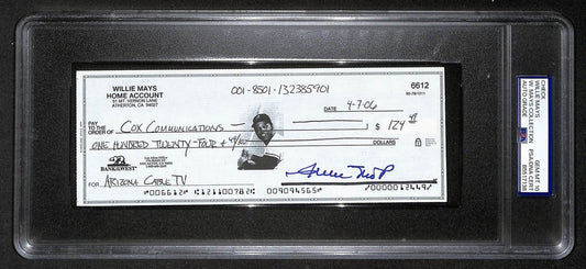 Willie Mays HOF Signed/Auto 2006 Bank Check PSA/DNA GEM MT 10   211191
