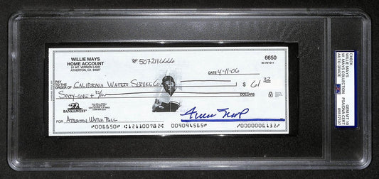 Willie Mays HOF Signed/Auto 2006 Bank Check PSA/DNA GEM MT 10   211192