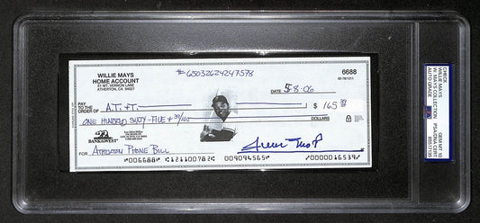 Willie Mays HOF Signed/Auto 2006 Bank Check PSA/DNA GEM MT 10   211193