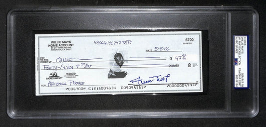 Willie Mays HOF Signed/Auto 2006 Bank Check PSA/DNA GEM MT 10   211194