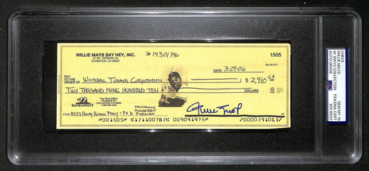 Willie Mays HOF Signed/Auto 2006 Bank Check PSA/DNA GEM MT 10   211197