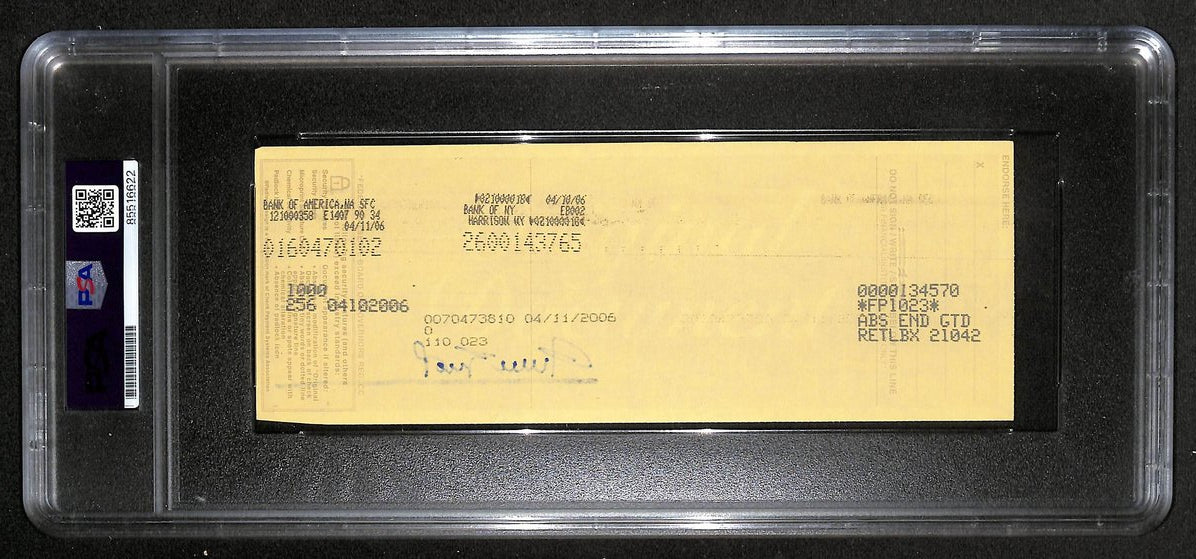 Willie Mays HOF Signed/Auto 2006 Bank Check PSA/DNA GEM MT 10   211197
