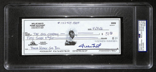 Willie Mays HOF Signed/Auto 2006 Bank Check PSA/DNA GEM MT 10   211200