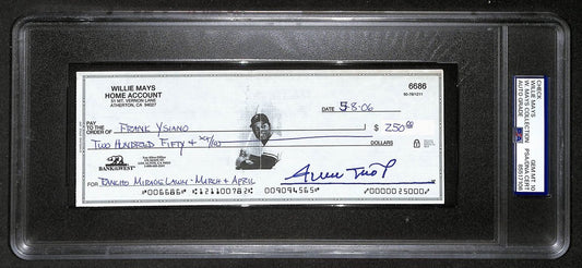 Willie Mays HOF Signed/Auto 2006 Bank Check PSA/DNA GEM MT 10   211201