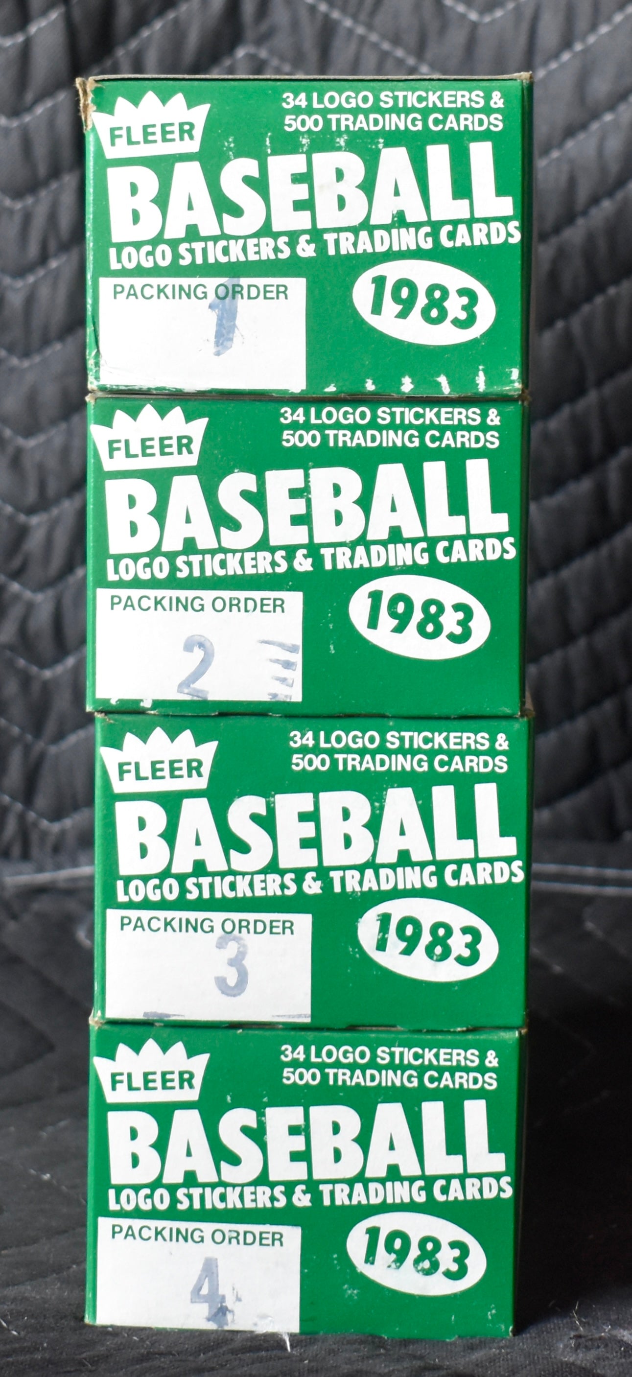Lot of (4) 1983 Fleer Baseball Vending Boxes (Box 1-4) - Gwynn Boggs RC RBX75