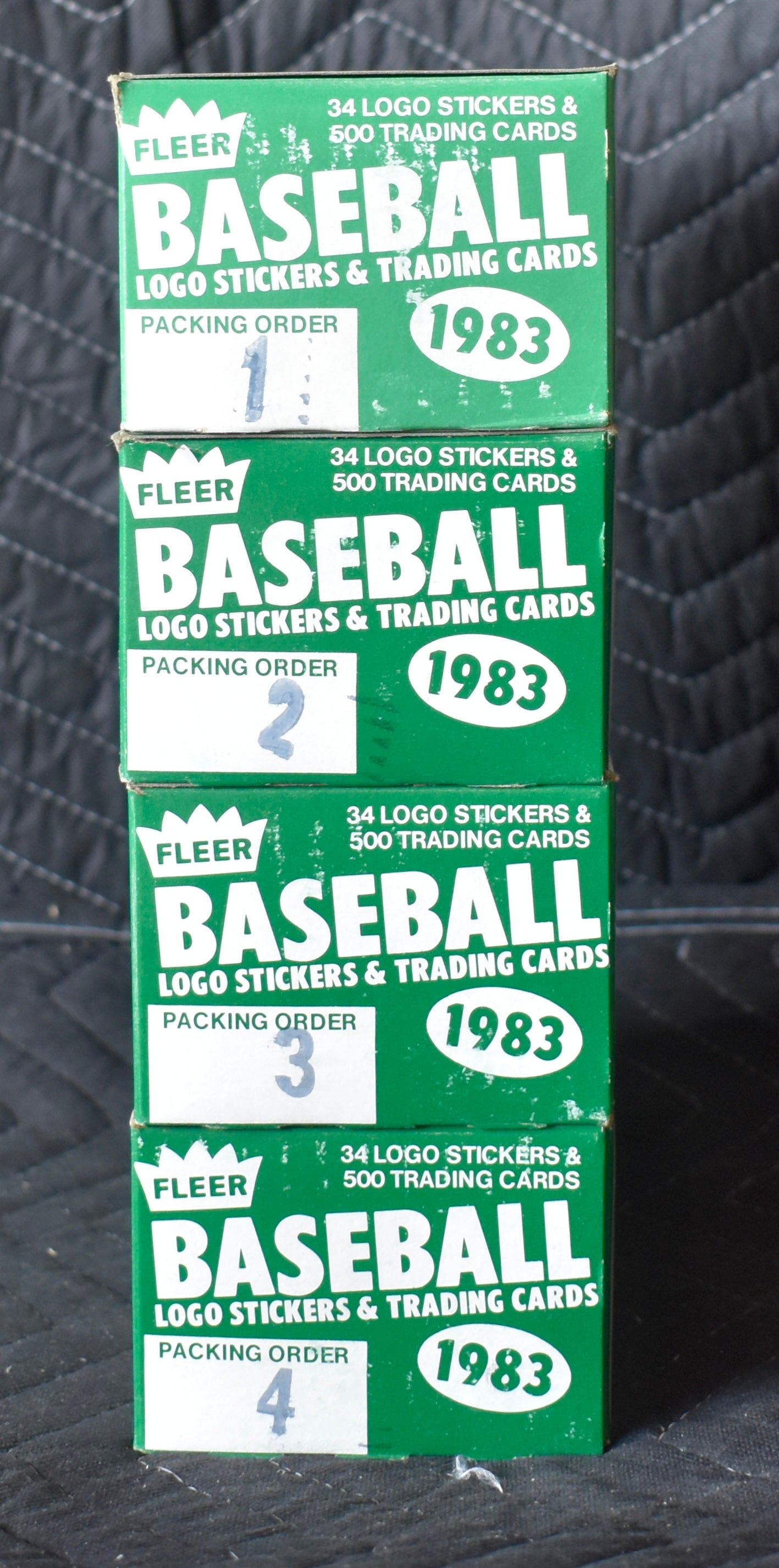Lot of (4) 1983 Fleer Baseball Vending Boxes (Box 1-4) - Gwynn Boggs RC RBX76