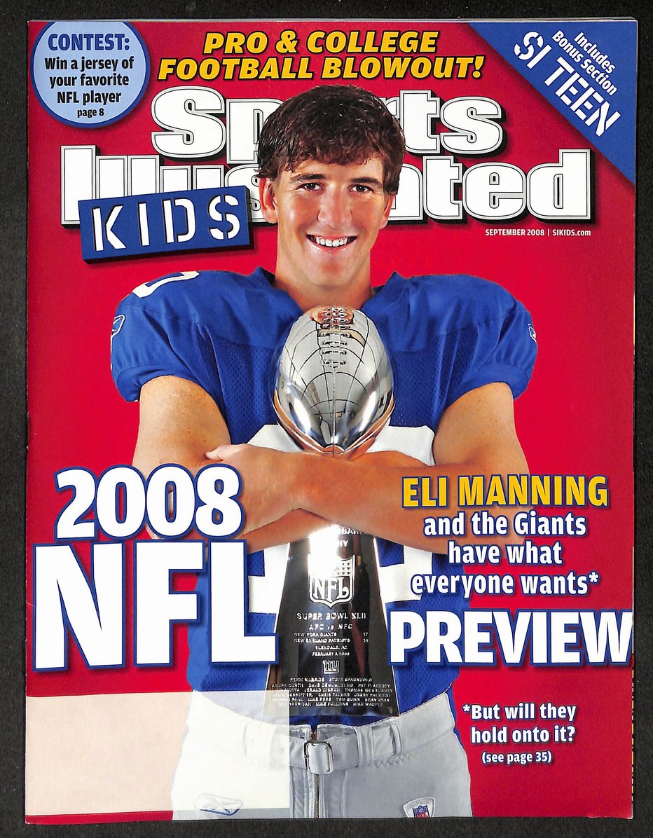 2008 Sports Illustrated for Kids Eli Manning w/ Cards Usain Bolt RC 211208