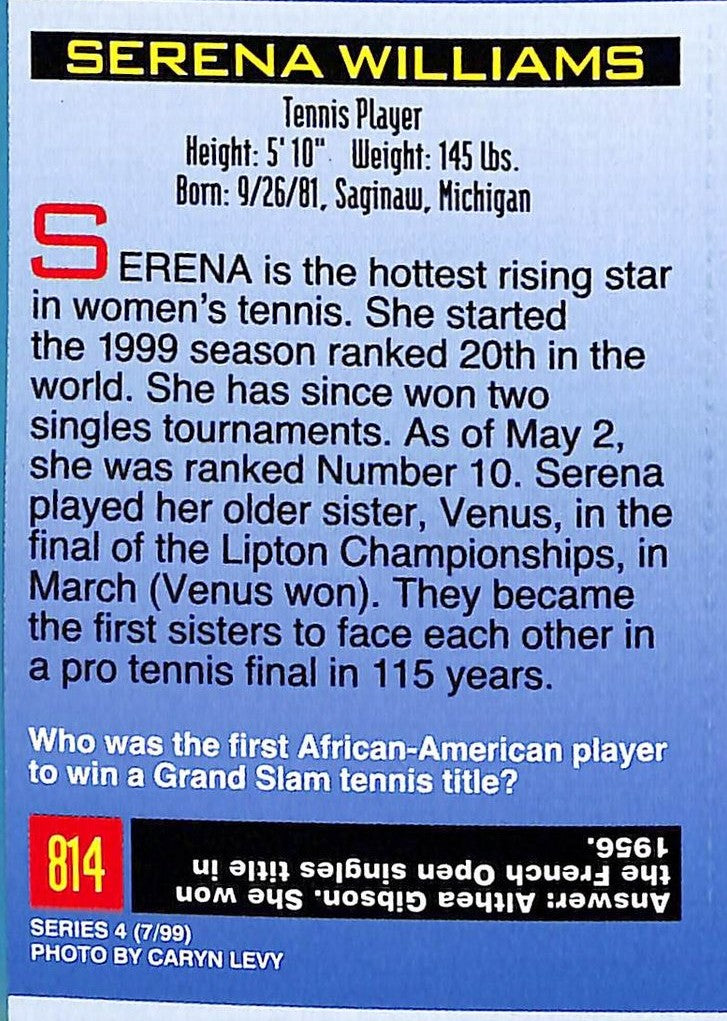 1999 Sports Illustrated for Kids Newsstand w/ Cards Serena Williams RC 211214