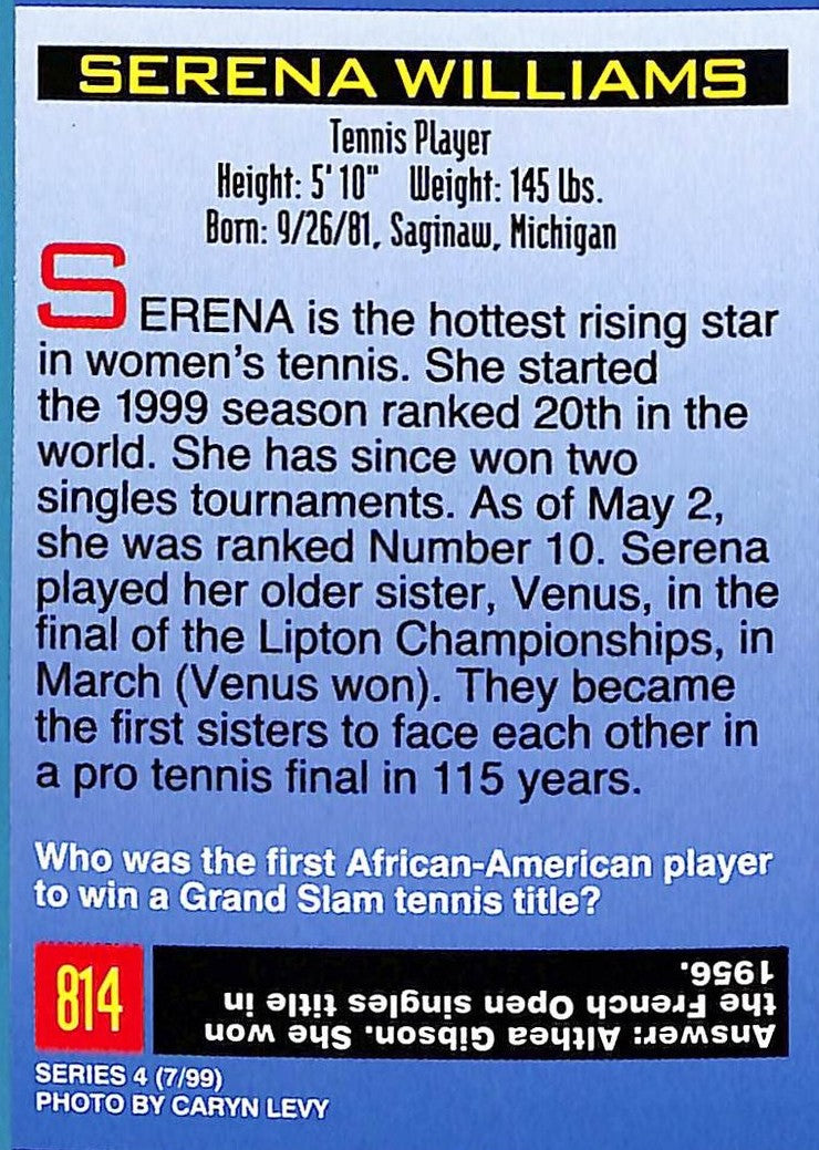 1999 Sports Illustrated for Kids Newsstand w/ Cards Serena Williams RC 211215