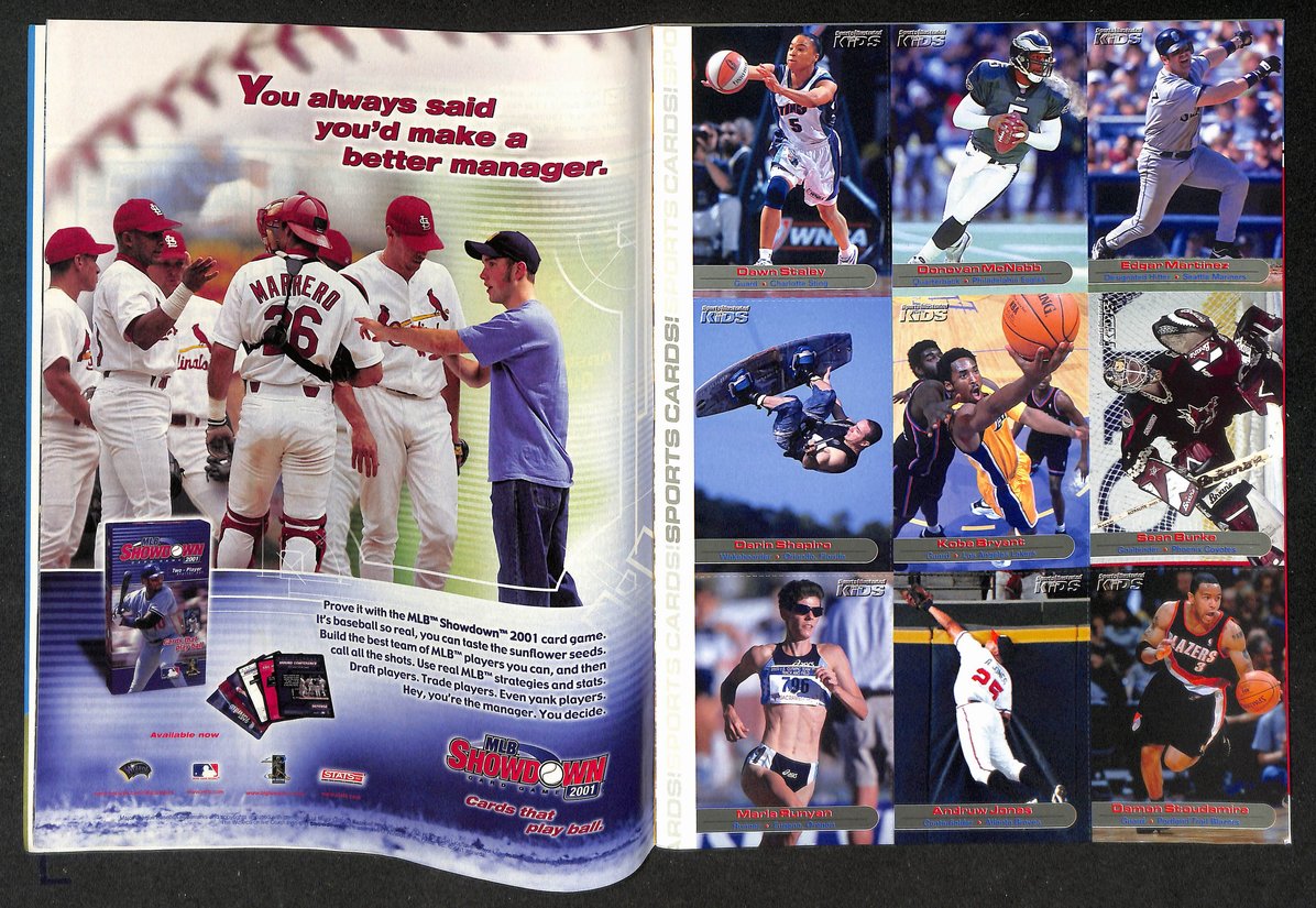 2001 Sports Illustrated for Kids Tony Hawk Newsstand w/ Cards Kobe Bryant 211227