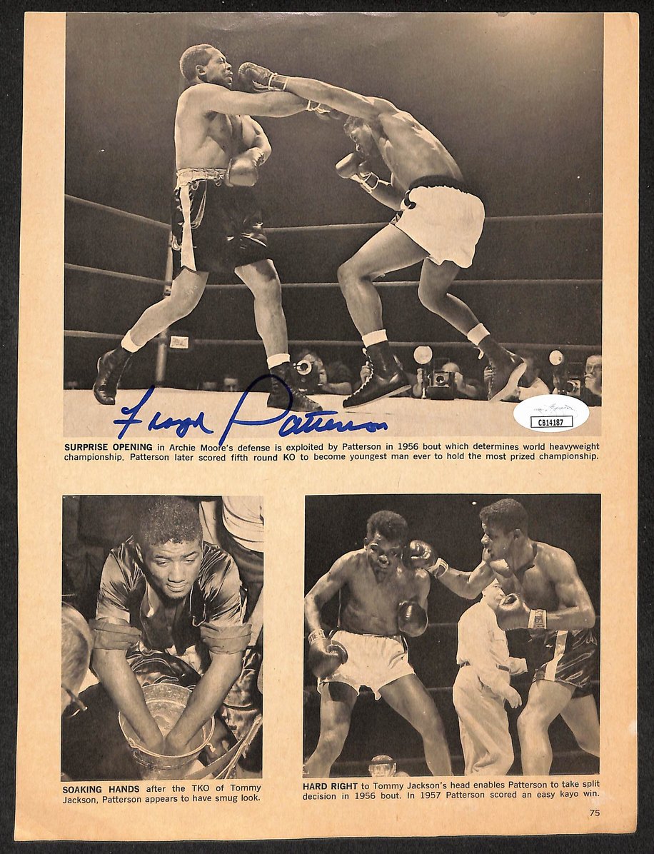 Floyd Patterson Signed/Autographed B&W Magazine Page Boxing JSA 210692