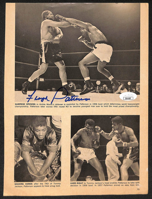 Floyd Patterson Signed/Autographed B&W Magazine Page Boxing JSA 210692