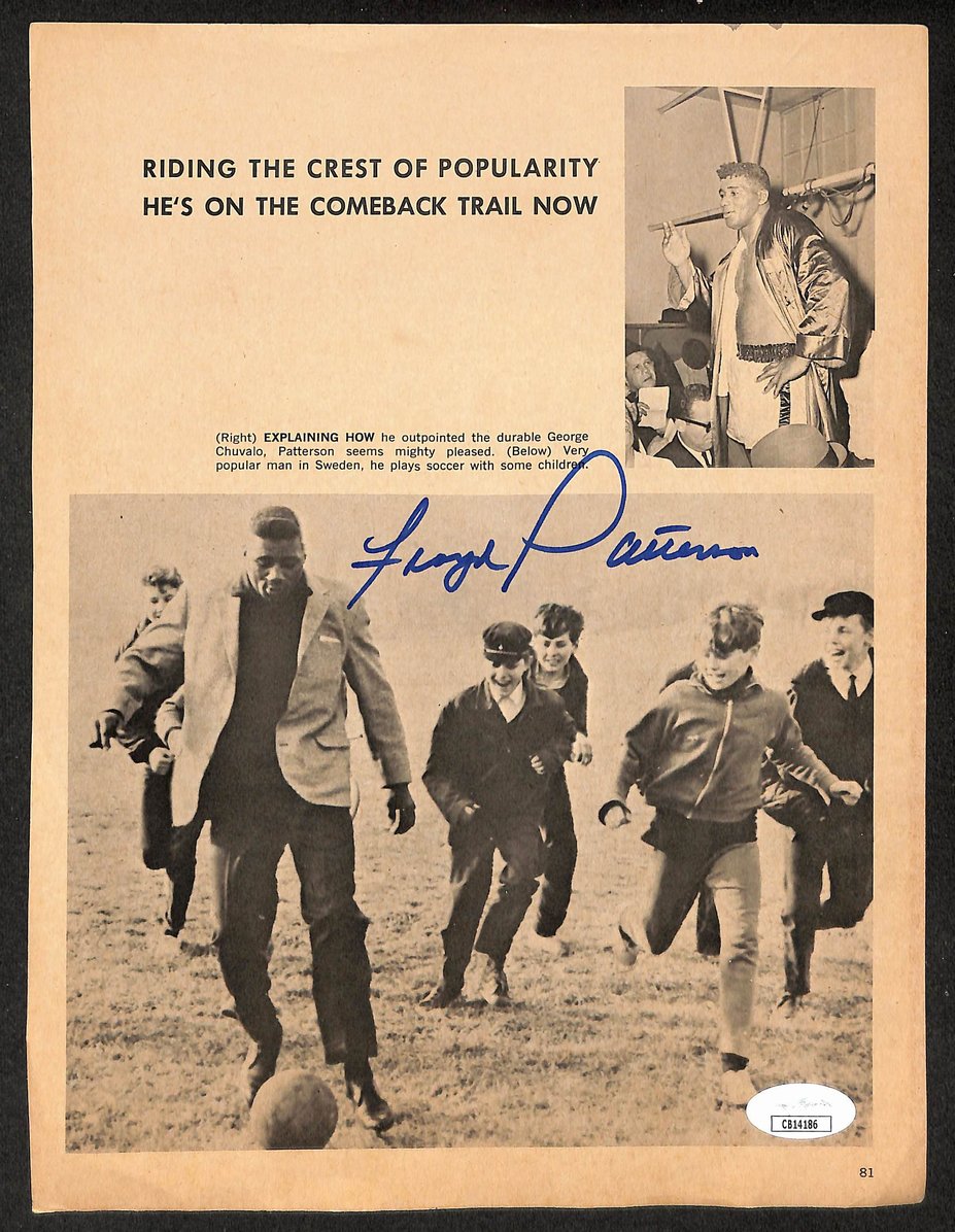 Floyd Patterson Signed/Autographed B&W Magazine Page Boxing JSA 210693