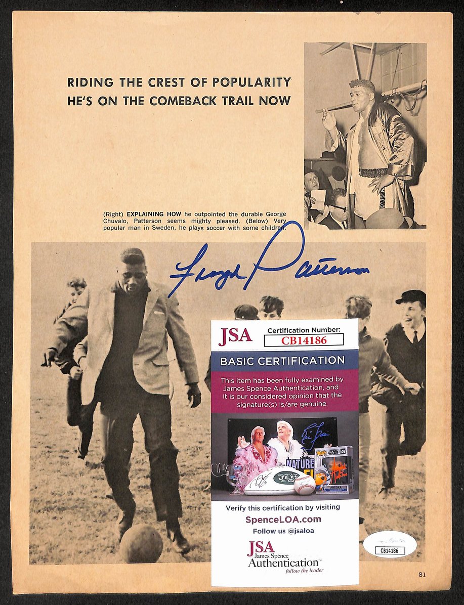 Floyd Patterson Signed/Autographed B&W Magazine Page Boxing JSA 210693