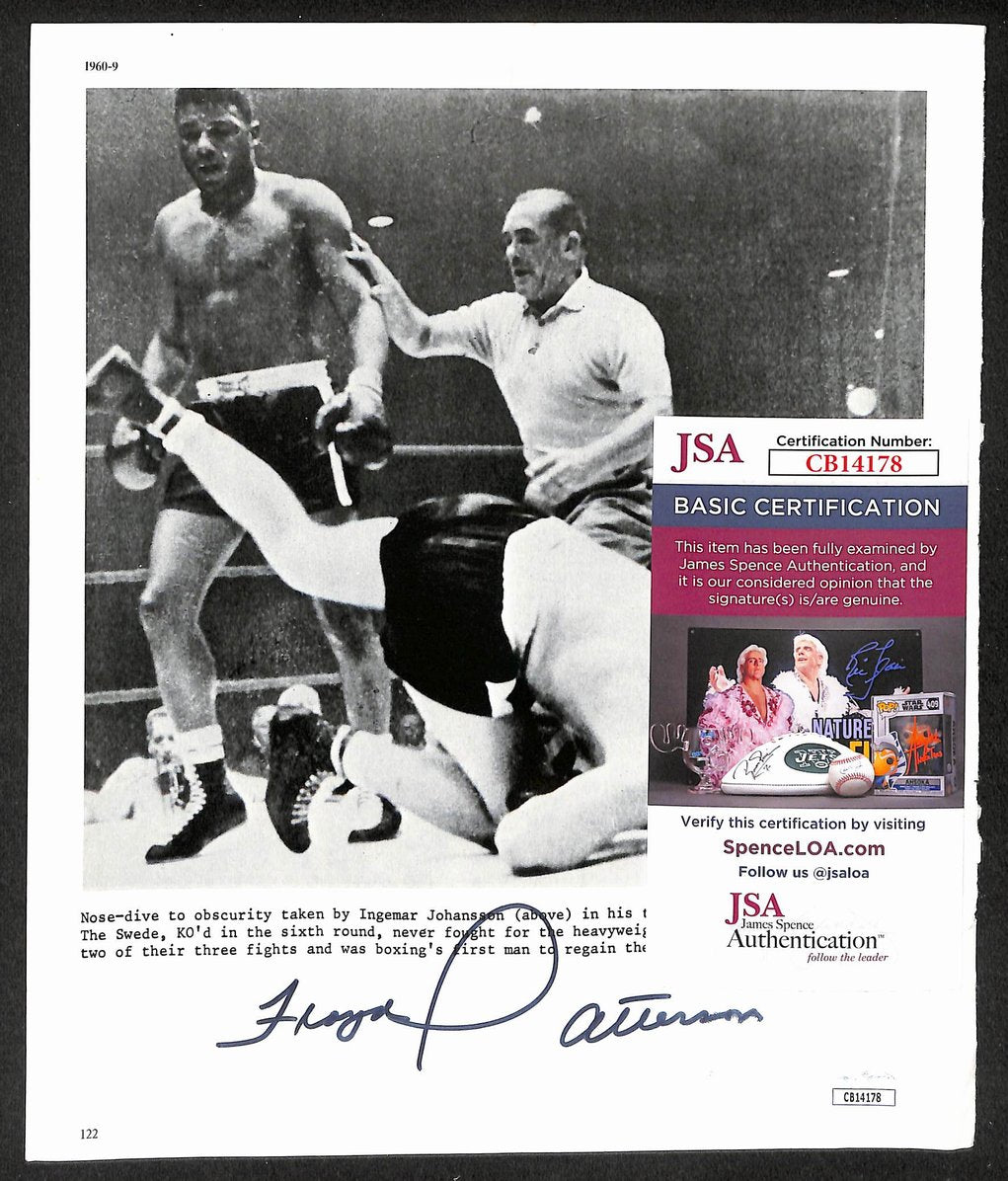 Floyd Patterson Signed/Autographed B&W Magazine Page Boxing JSA 210701