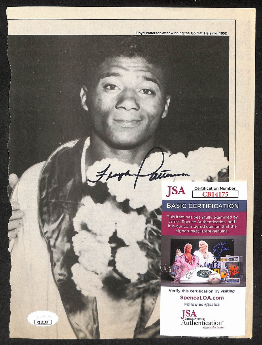 Floyd Patterson Signed/Autographed B&W Magazine Page Boxing JSA 210704